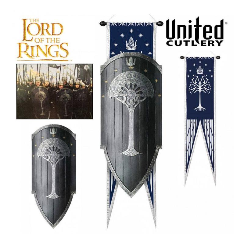 Lord of the Rings: Gondorian Shield with Flag 1/1 Replica - United Cutlery