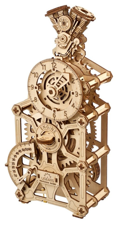 Ugears 3D Wooden Puzzle Engine Clock 3