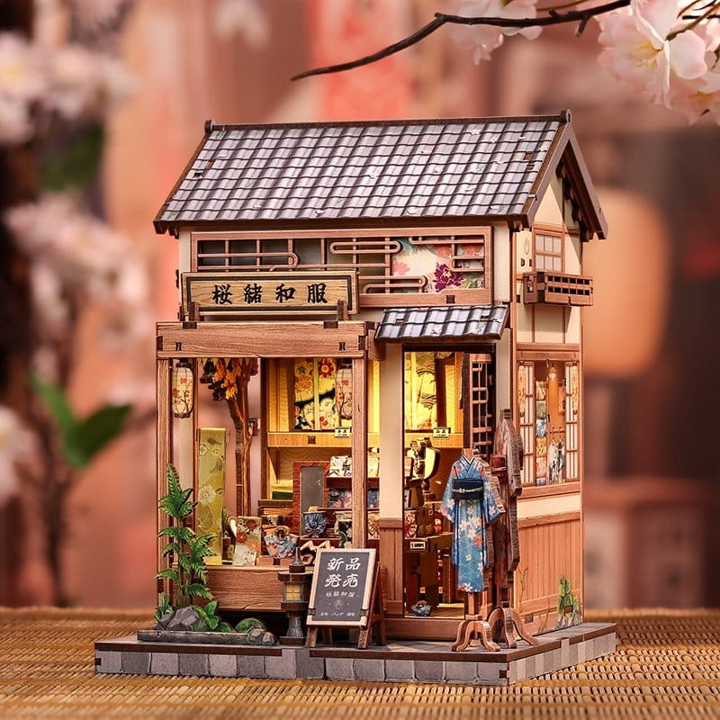 Miniature House Model Kit Sakura O Kimono Shop 19 x 14 cm 12
