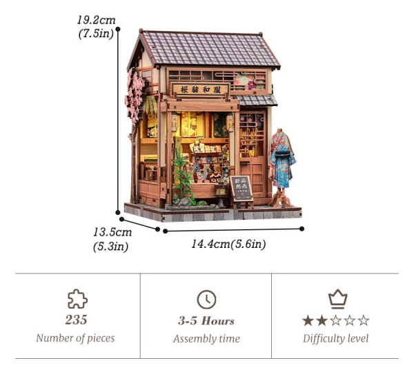Miniature House Model Kit Sakura O Kimono Shop 19 x 14 cm 6
