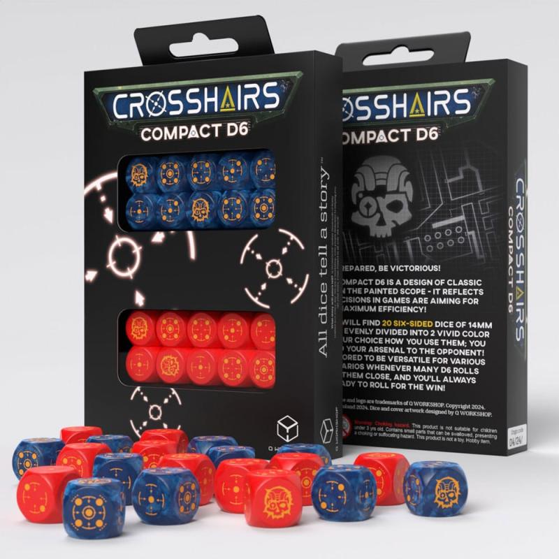 Crosshairs Compact D6 Dice Set Cobalt&Red (20)