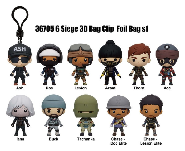 Six Siege 3D PVC Bag Clips Series 1 Display (24) 1