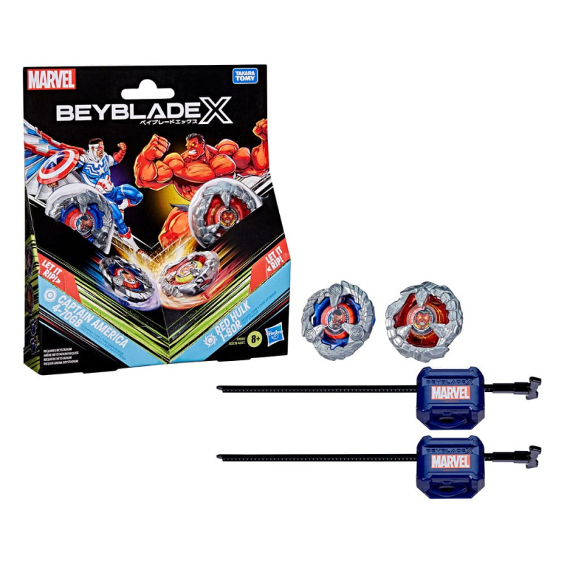 Beyblade X and Marvel Collab Captain America 4-70GB vs. Red Hulk 1-80R 2