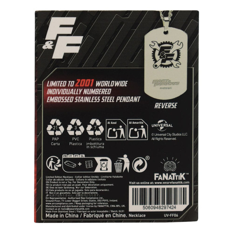 Fast & Furious Dog Tags with ball chain 6