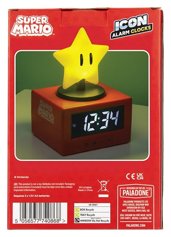 Super Mario Icon Alarm Clock Super Star 15 cm 3