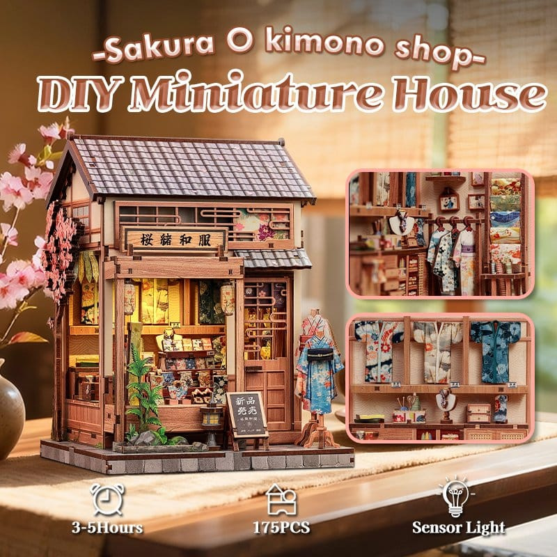 Miniature House Model Kit Sakura O Kimono Shop 19 x 14 cm 11